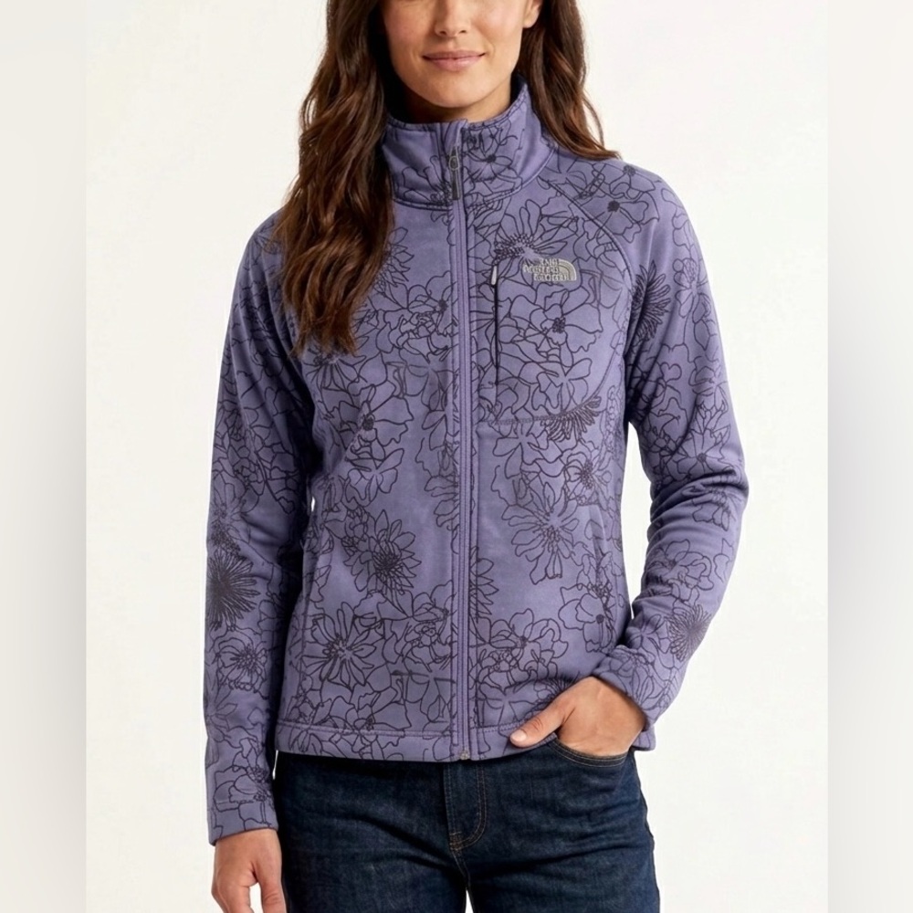 The North Face Apex Bionic Softshell Jacket Purple Floral Print - Small
